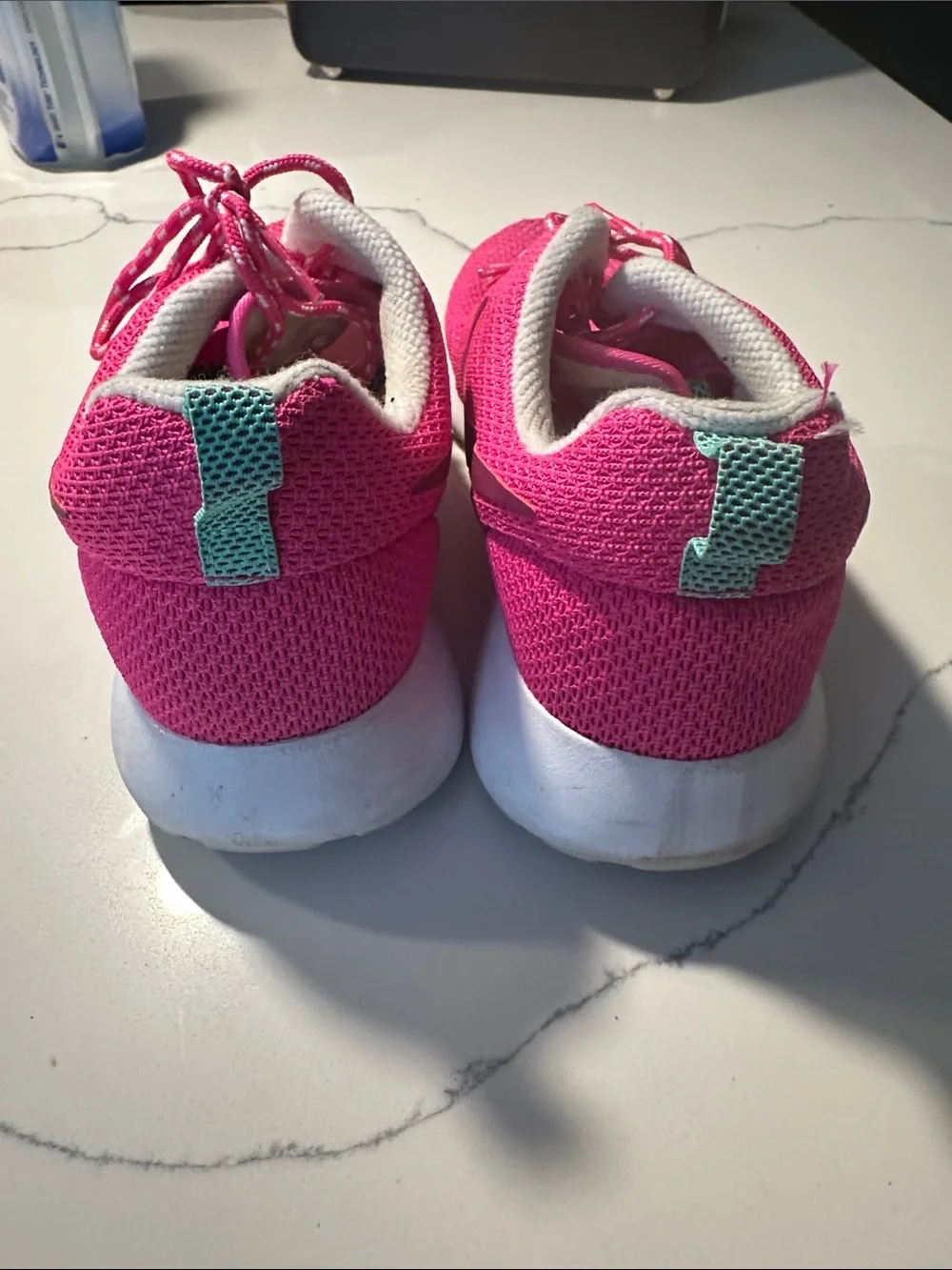 Nike Womans Hot Pink Lightweight Sneakers with Teal Pull Tabs